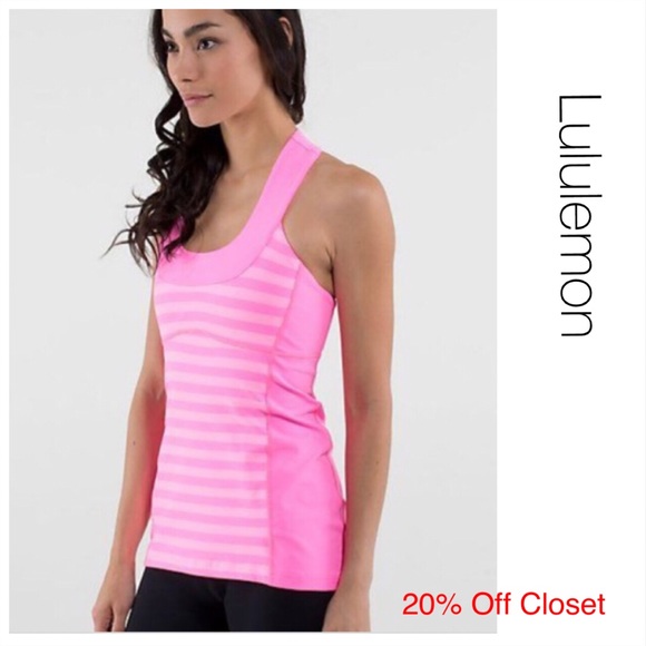 lululemon athletica Tops - Lululemon Hot Pink Striped Tank 12